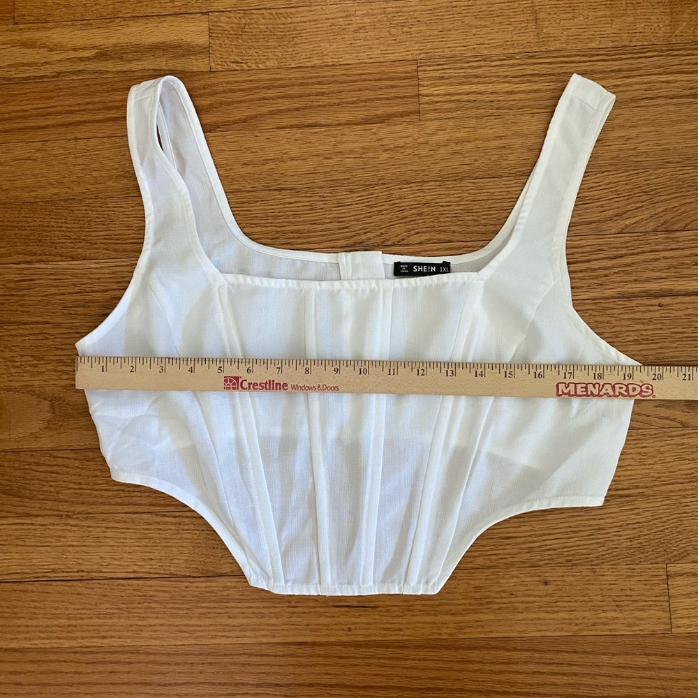 Shein Corset Crop Top Women’s 1XL (14) White Zipper Fish boning -Front, Bustier - Picture 5 of 6